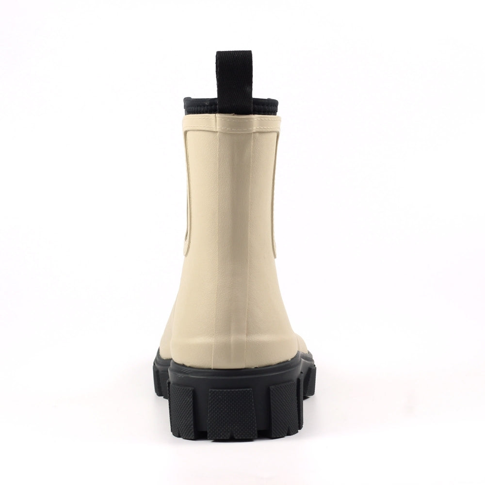 Lazy Dogz women's cream slip-on wellington boots