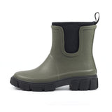 Lazy Dogz women's olive slip-on wellington boots