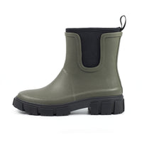 Lazy Dogz women's olive slip-on wellington boots