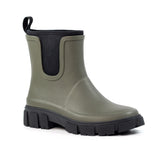 Lazy Dogz women's olive slip-on wellington boots