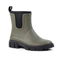 Lazy Dogz women's olive slip-on wellington boots