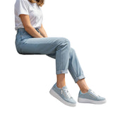 Rieker women's blue suede lace-up trainer