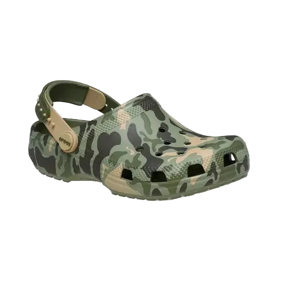 Crocs Classic Glow kids' camo multi snapback strap clog