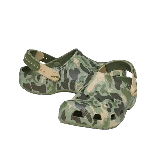 Crocs Classic Glow kids' camo multi snapback strap clog