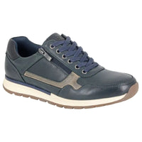 Route 21 men's navy leather lace-up trainer