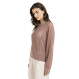 Yaya Womens Mesh-stitch Knitted Sweater Burlwood Pink