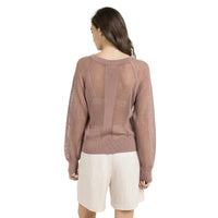 Yaya Womens Mesh-stitch Knitted Sweater Burlwood Pink