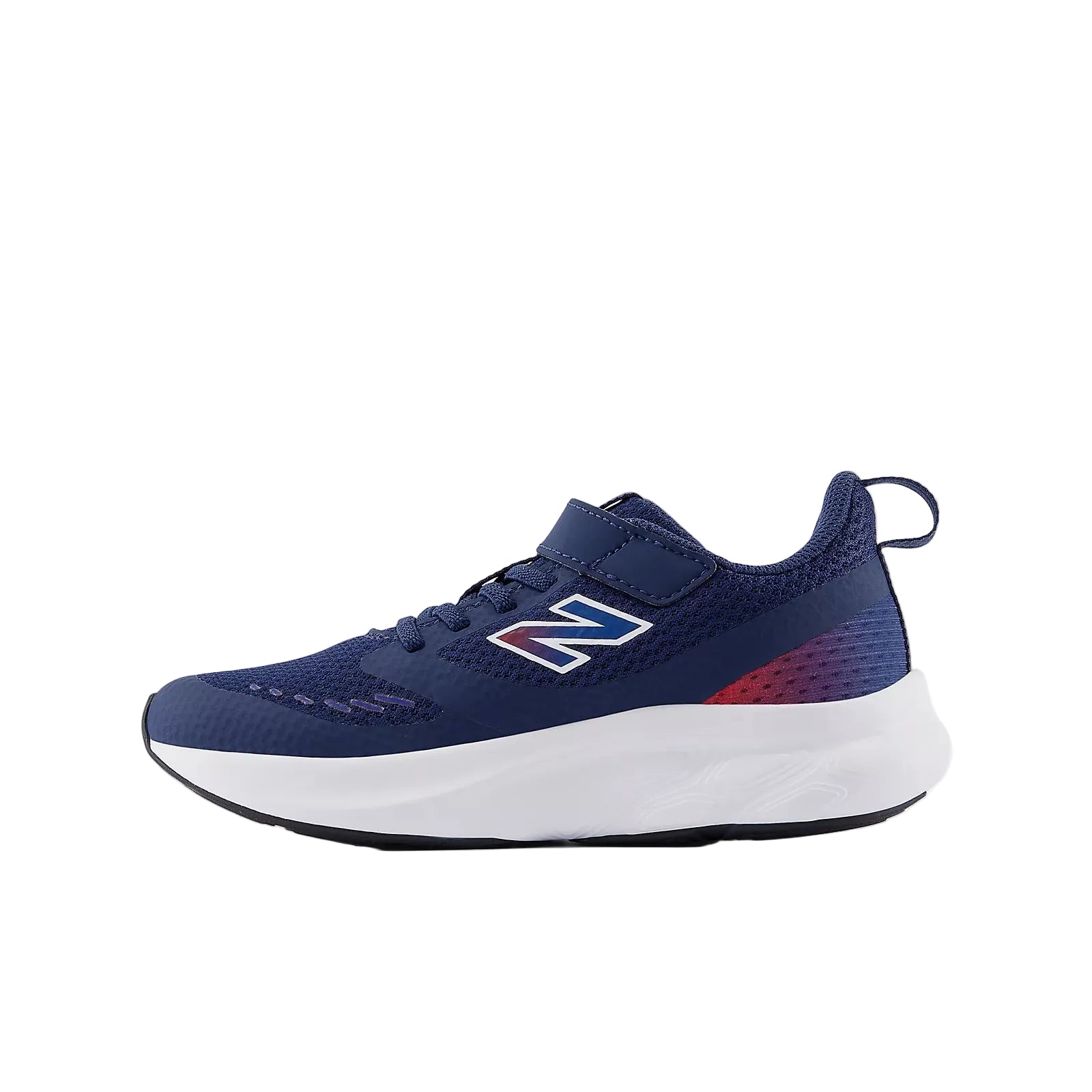 New Balance kids' navy and red trainer