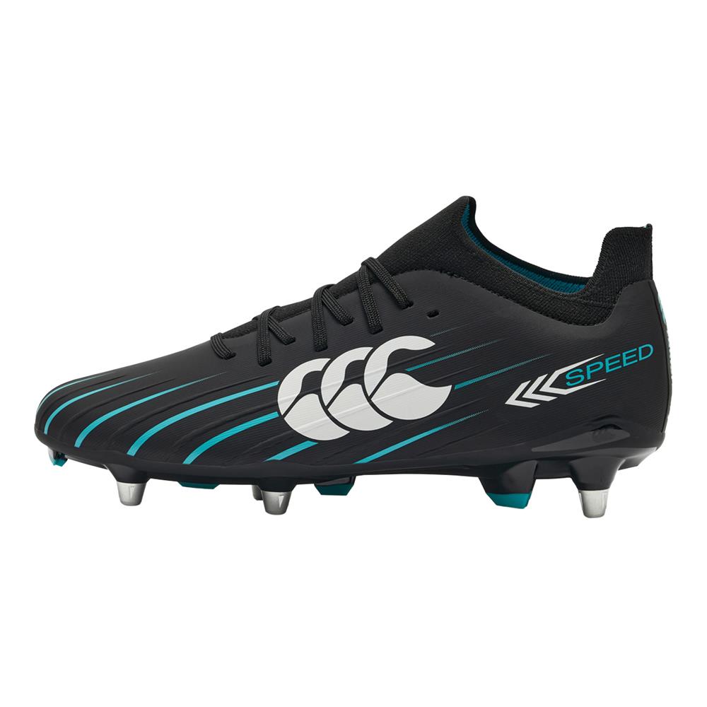 Canterbury Junior Speed Falcon 2.0 Pro Soft Ground Rugby Boots Jet Black/Green
