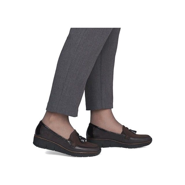 Rieker women's brown patent slip-on shoe
