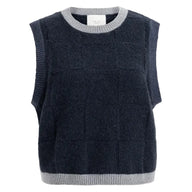YAYA Womens Sweater Vest Soft Knitted Spencer Cat Black Dessin