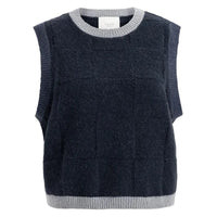 YAYA Womens Sweater Vest Soft Knitted Spencer Cat Black Dessin