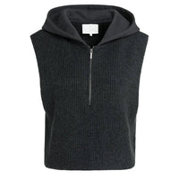 YAYA Womens Top Sleeveless Knitted Hole Black