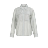 YAYA Womens Sheer Blouse Vapor Blue Grey