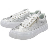 Lotus women's silver lace-up trainer