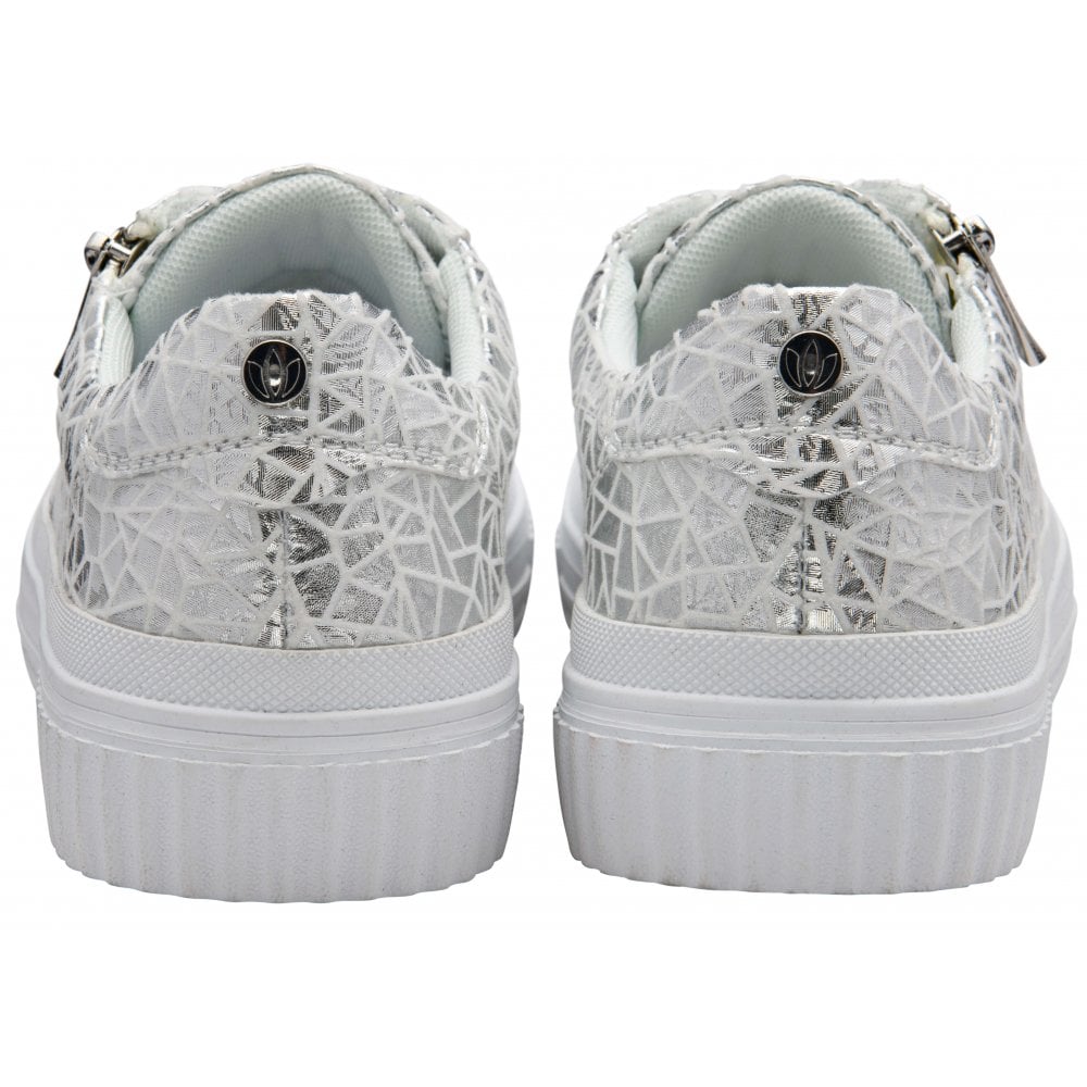 Lotus women's silver lace-up trainer