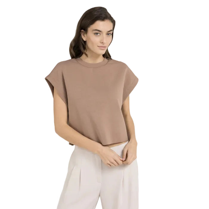 Yaya Womens Sleeveless Boxy Sweatshirt Brownie Brown