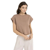 Yaya Womens Sleeveless Boxy Sweatshirt Brownie Brown