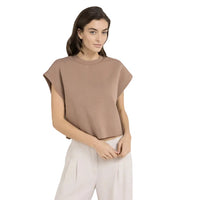 Yaya Womens Sleeveless Boxy Sweatshirt Brownie Brown