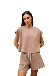 Yaya Womens Sleeveless Boxy Sweatshirt Brownie Brown