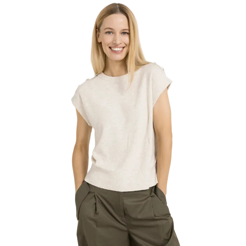 YAYA Womens Knitted Top 01-000584-604 Creme Beige Melange