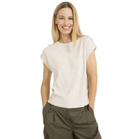 YAYA Womens Knitted Top 01-000584-604 Creme Beige Melange