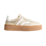 Gant women's white and beige leather lace-up trainer