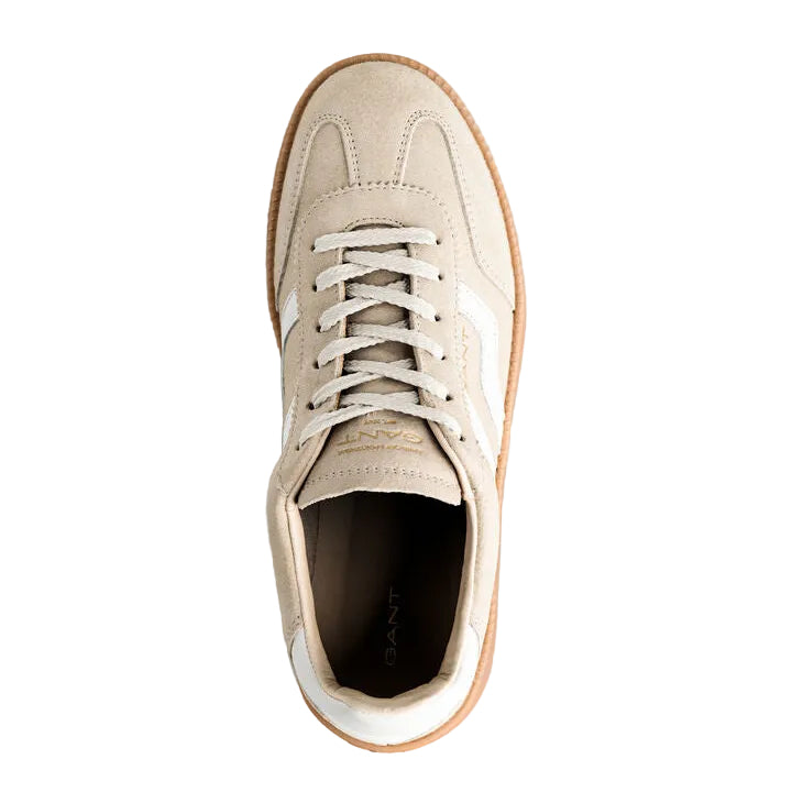Gant women's white and beige leather lace-up trainer