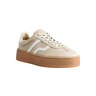 Gant women's white and beige leather lace-up trainer