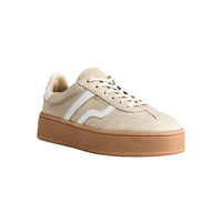 Gant women's white and beige leather lace-up trainer