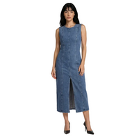 Vila women's blue denim dress with zip
