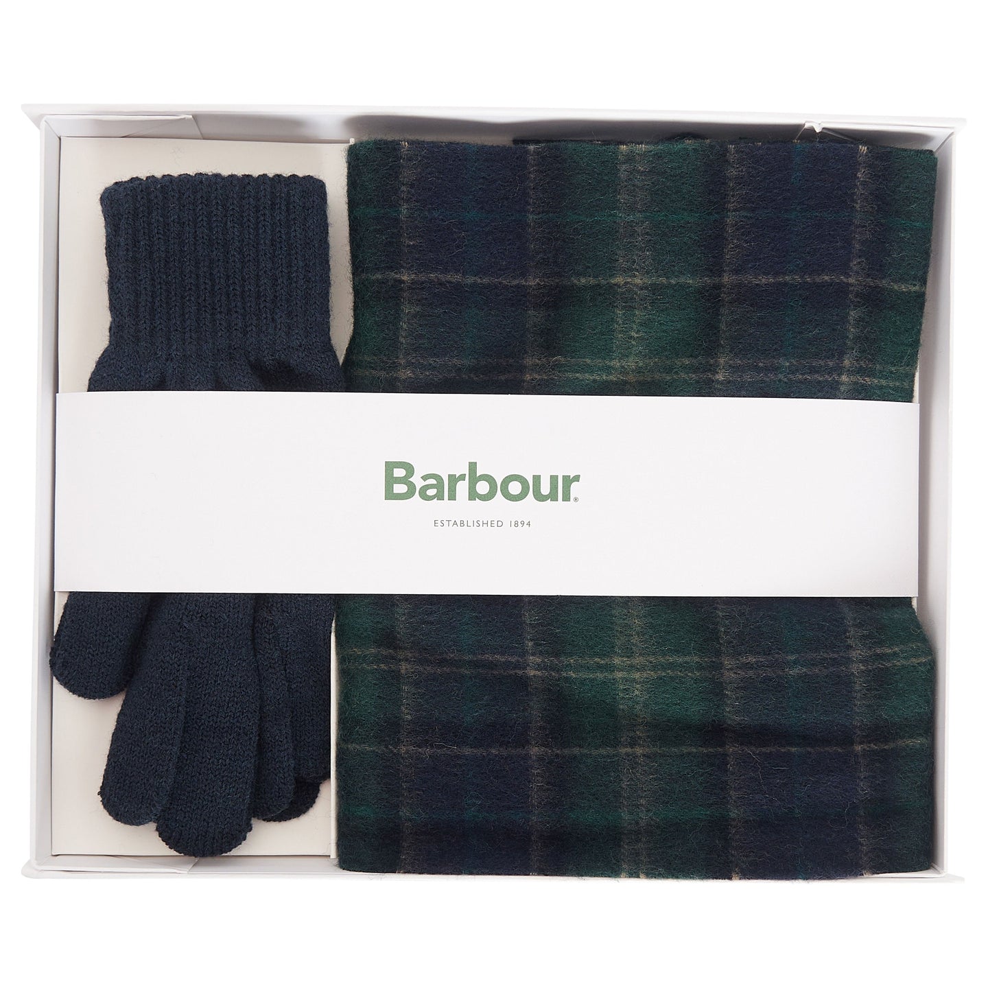 Barbour Mens Gloves & Scarf Set Green Loch Tartan