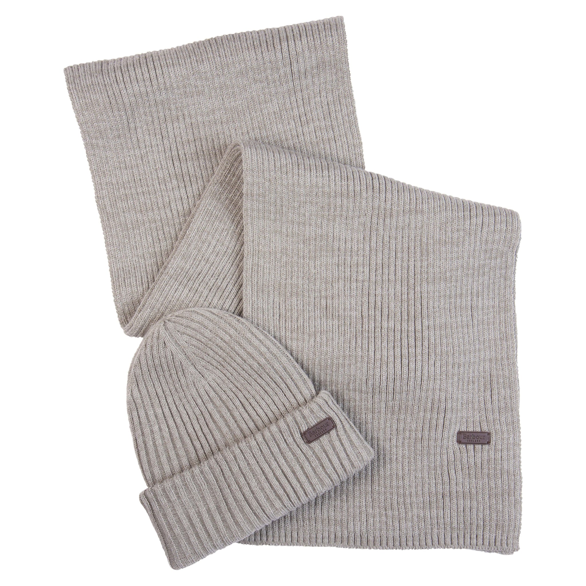 Barbour Mens Beanie & Scarf Crimdon Set Grey