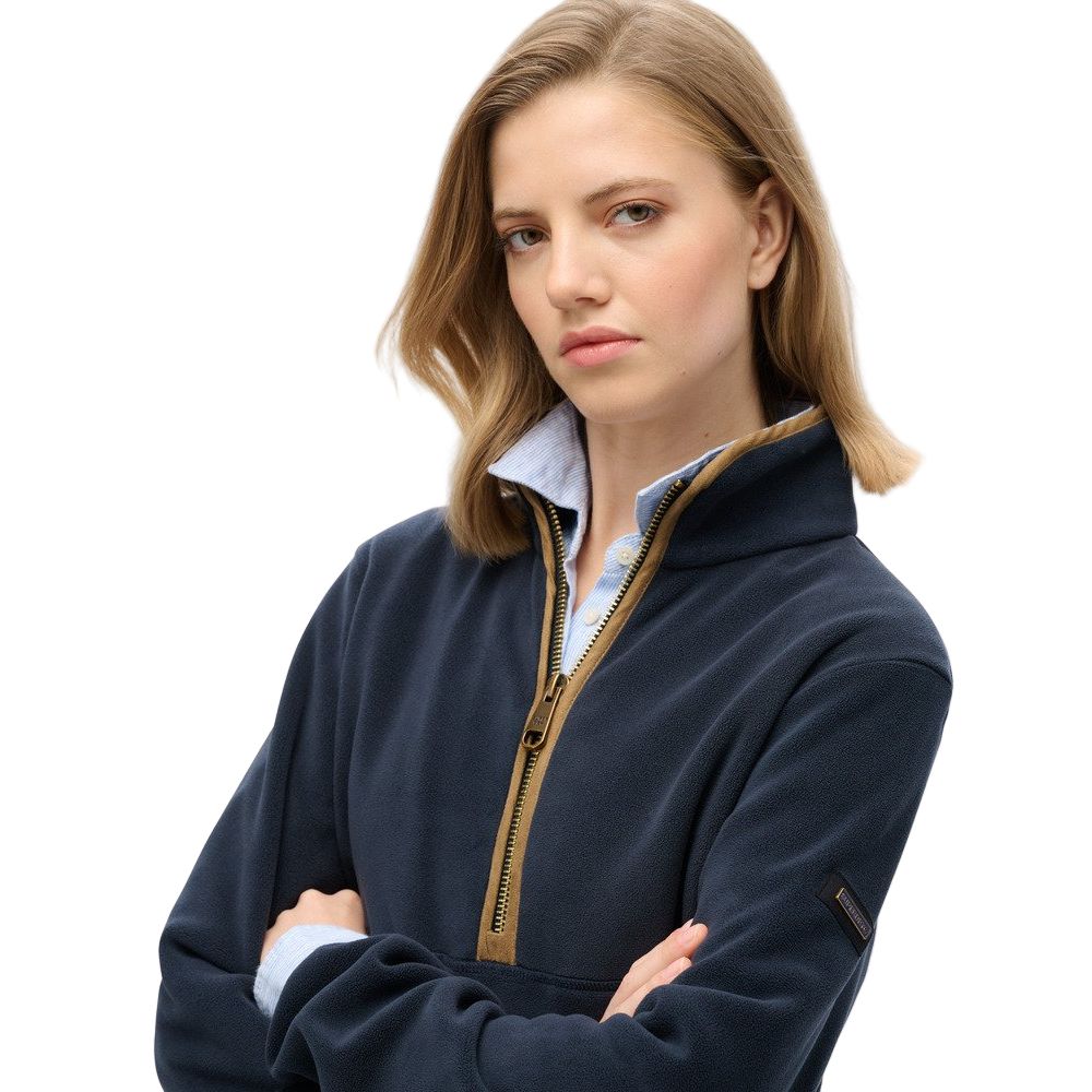 Superdry Womens Fleece Estate Half Zip Eclipse Navy