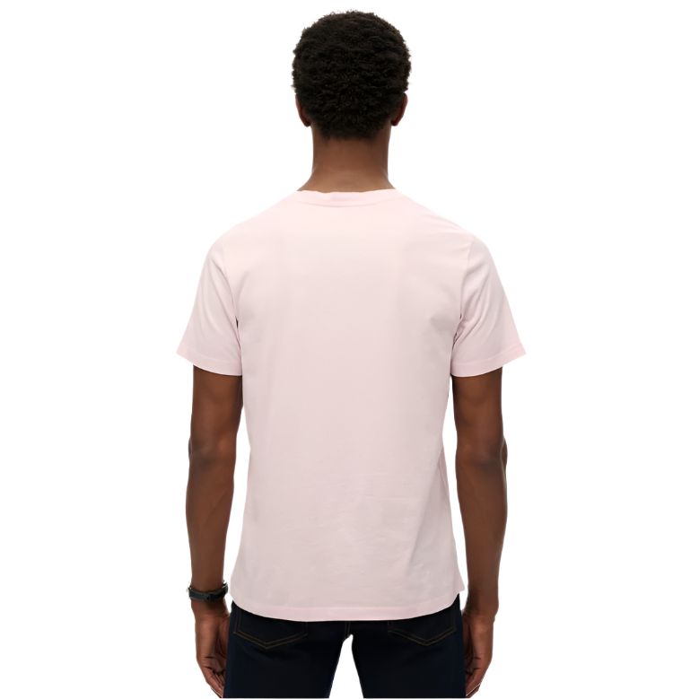 Superdry men's faint pink Classic Essential cotton t-shirt with sleeve logo tab