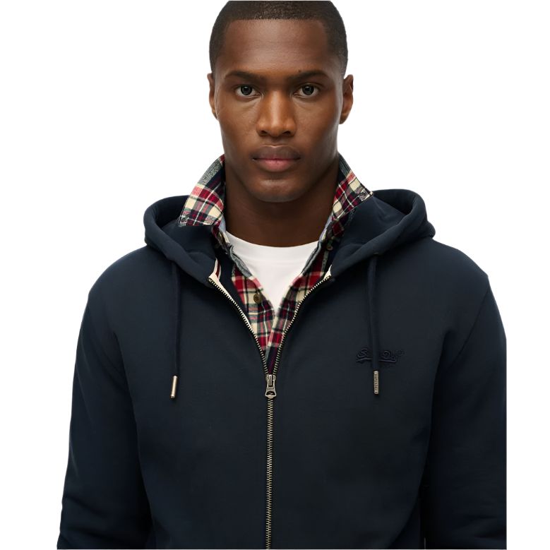 Superdry Mens Hoodie Essential Logo Zip HB Eclipse Navy