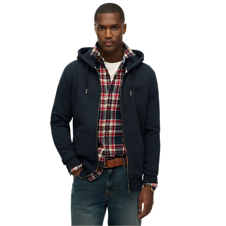 Superdry Mens Hoodie Essential Logo Zip HB Eclipse Navy