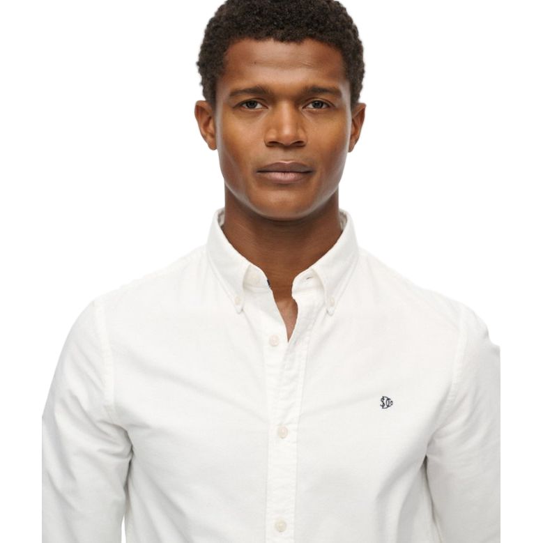 Superdry Mens Shirt Classic Oxford L/S Optic White Oxford