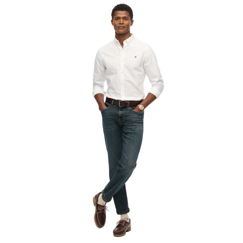 Superdry Mens Shirt Classic Oxford L/S Optic White Oxford