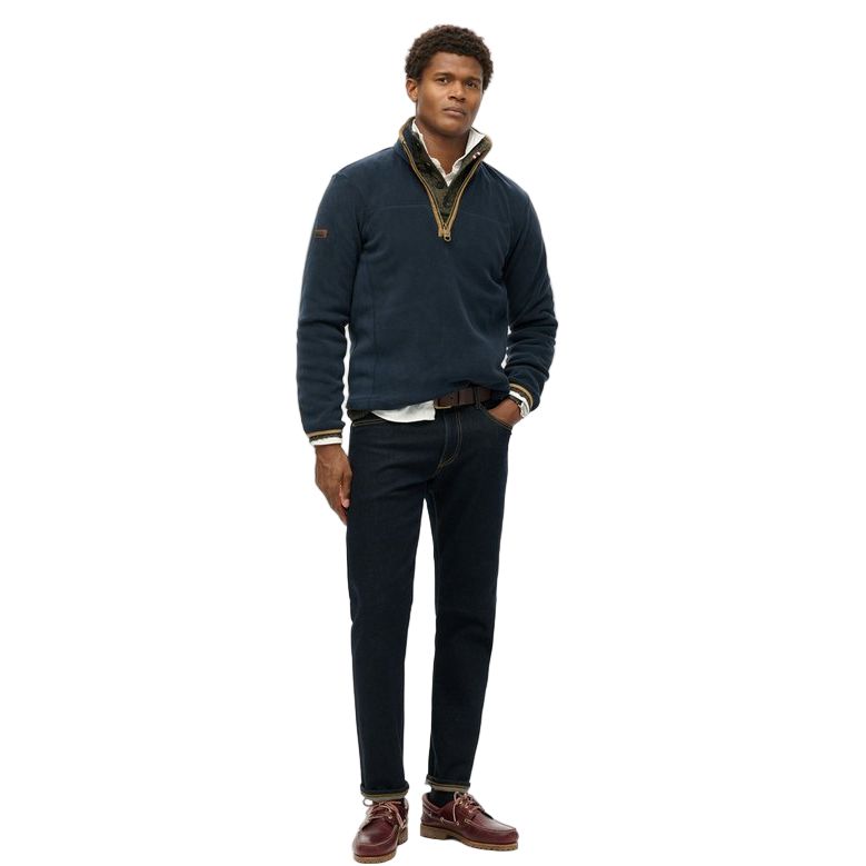 Superdry Mens Fleece Estate Half Zip Eclipse Navy