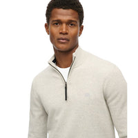Superdry men's grey cotton quarter-zip top