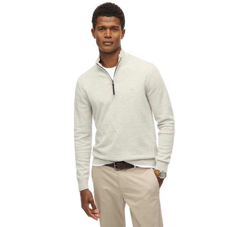 Superdry men's grey cotton quarter-zip top