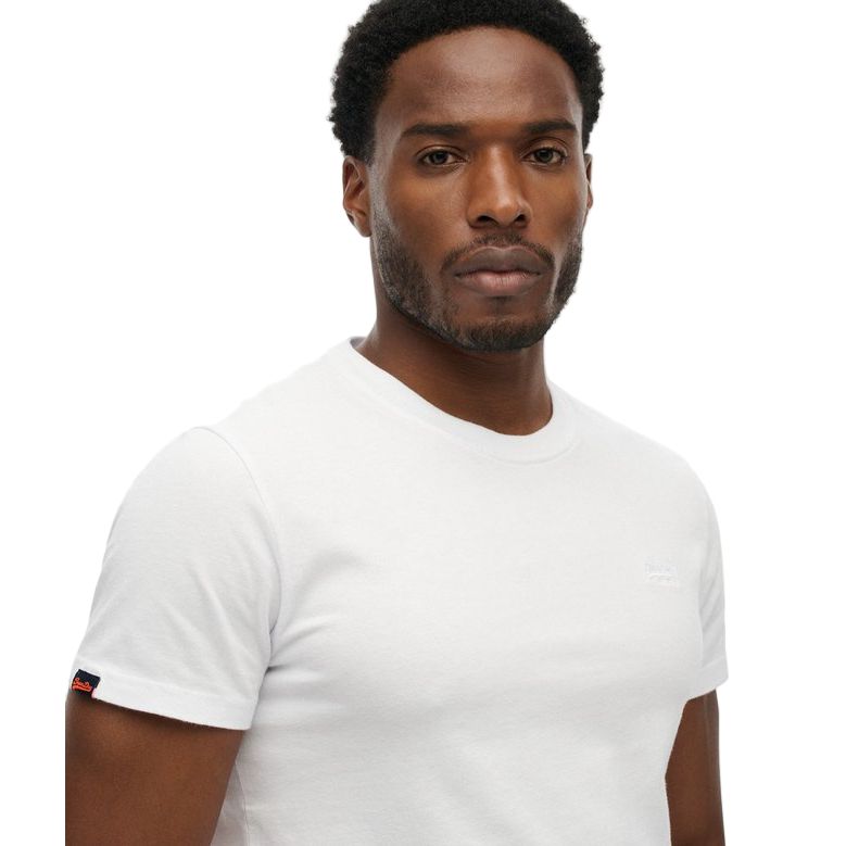 Superdry Mens T-Shirt Essential Logo Embroidered Optic