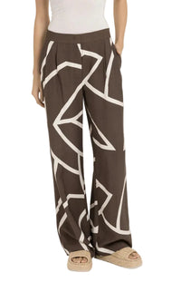 Yaya Womens Wide Leg Woven Trousers Chocolate Martini Brown Dessin