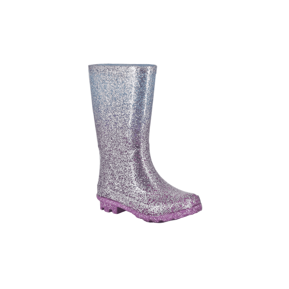 Marlows girls' lilac glitter wellington boots with pink sole