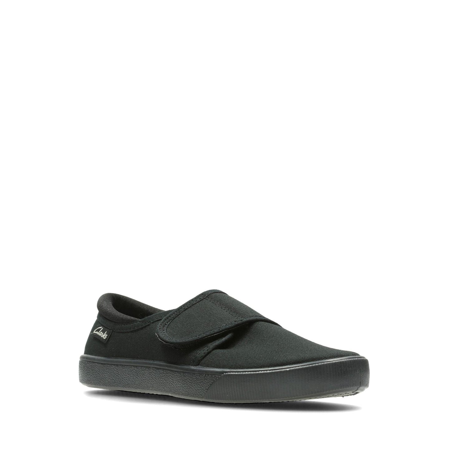 Clarks Kids Plimsole Hopper Run Black Fabric - Donaghys