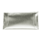 Bioeco women's silver leather and patent clutch bag with detachable strap