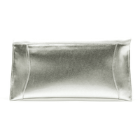 Bioeco women's silver leather and patent clutch bag with detachable strap