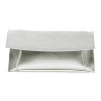 Bioeco women's silver leather and patent clutch bag with detachable strap
