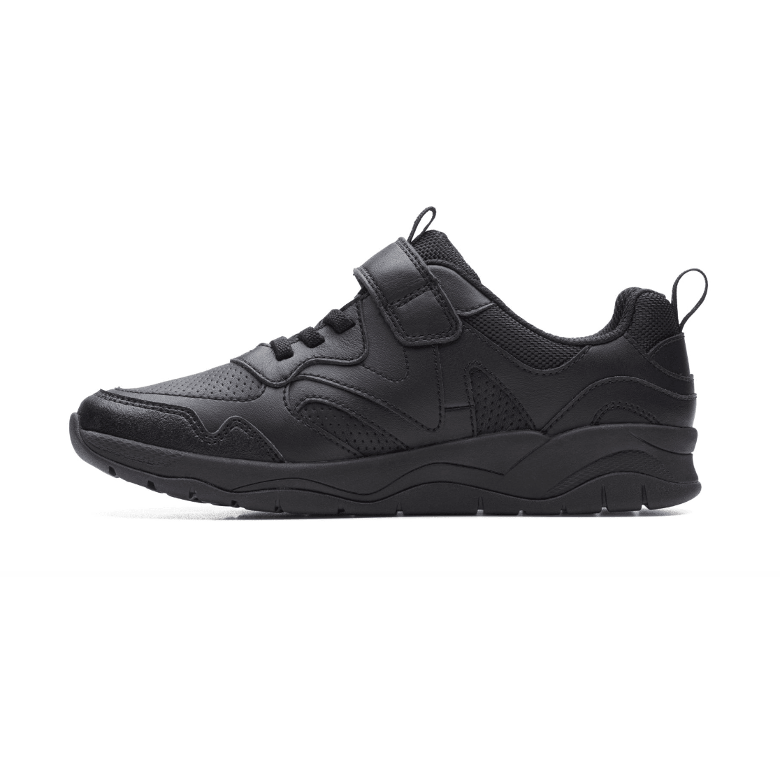 Clarks Boys School Shoe Clowder Sprint K Black Leather - Donaghys